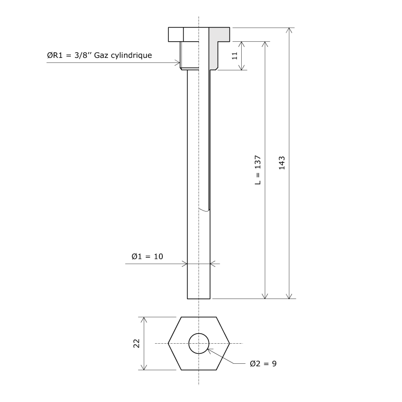 Doigt de gant laiton avec raccord 3 8 BSPP Ø Intérieur 8 5 mm