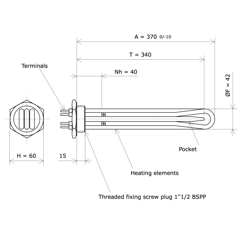 Screw Plug Immersion Heater Gas Cyl W V P W