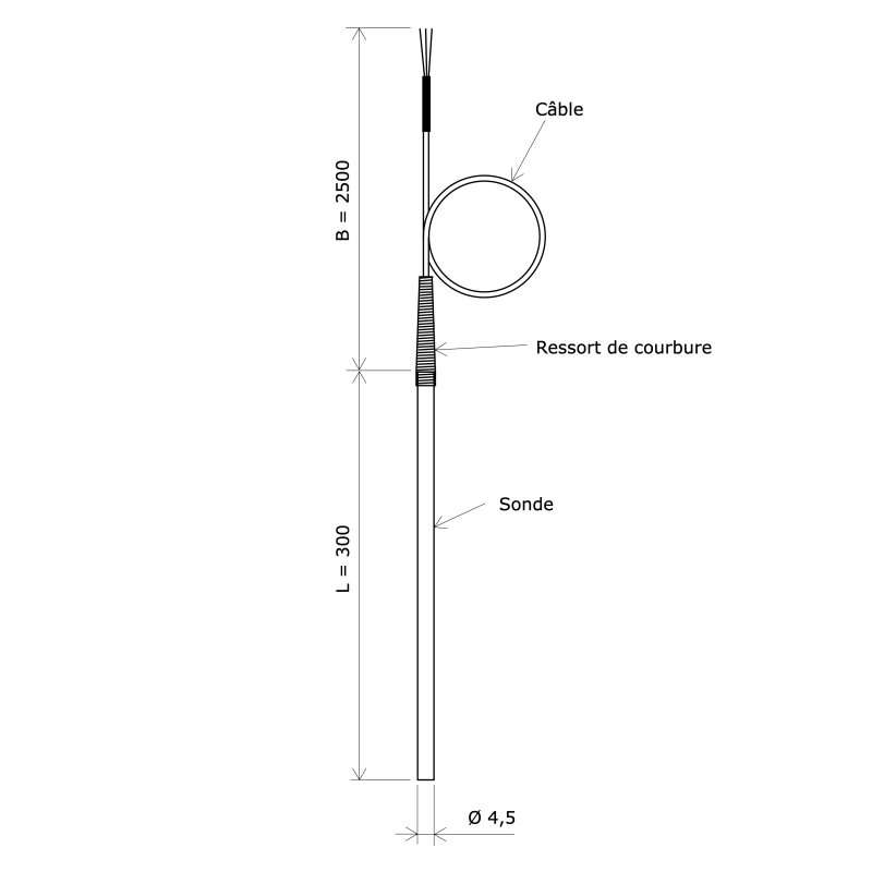 Sonde Pt Mm Rigide Avec Sortie C Ble Haute Temp Rature L