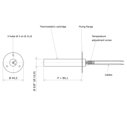 Vulcan 5/8'' electro-mechanical thermostats with flange and cable outlet Vulcanic Draw