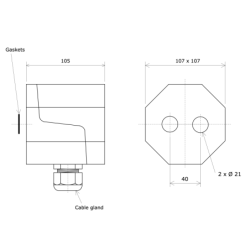 Vulcanic polyamid connection box for 40x80 finnned strip heater Draw