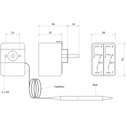 Thermostat Without Fitting 2 contacts range 0 to 100°C 9014.04 Vulcanic Draw