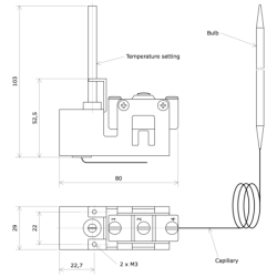 Thermostat Without Fitting 1 contact range 0 to 70°C 9030.01 Vulcanic Draw