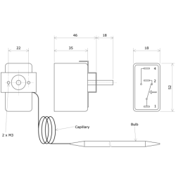 Thermostat Without Fitting 1 contact range 50 to 300°C 9030.03 Vulcanic Draw