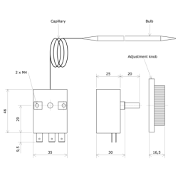 Thermostat Without Fitting 1 contact range -30 to 30°C Vulcanic Draw