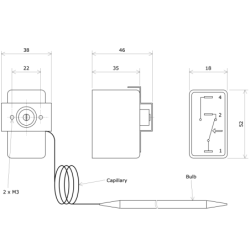 Thermostat Without Fitting 1 contact range 0 to 100°C 9030.08 Vulcanic Draw