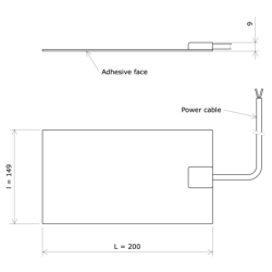 Rectangular silicone heating panels 149x200 Adhesive side Vulcanic Draw