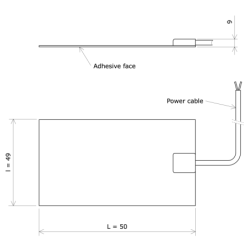 Rectangular silicone heating panels 49x50 Adhesive side Vulcanic Draw