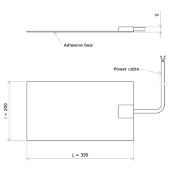 Rectangular silicone heating panels 200x399 Adhesive side Vulcanic Draw