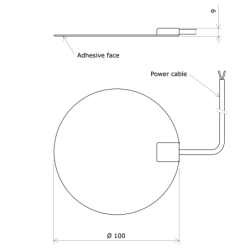 Circular silicone heating panels Ø 100 Adhesive side Vulcanic Draw