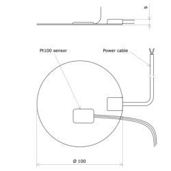 Circular silicone heating panels Ø 100 Sonde Pt100 Vulcanic Draw