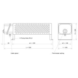 Vulcanic 6008 Standard Radiator With Thermostat Draw L520