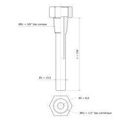 Doigts de gant Ø 9 pour sondes et thermostats 3139720 Vulcanic Plan