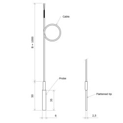 Pt100 probe for surface temperature measurement with flat tip 3118001 Vulcanic Draw