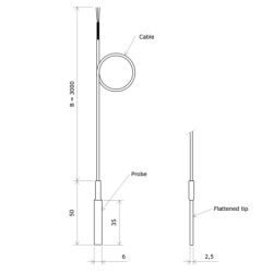 Pt100 probe for surface temperature measurement with flat tip 3118002 Vulcanic Draw