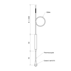 Thermocouple J terminaison cosse à Oeil Ø 5 3171102 Vulcanic Plan