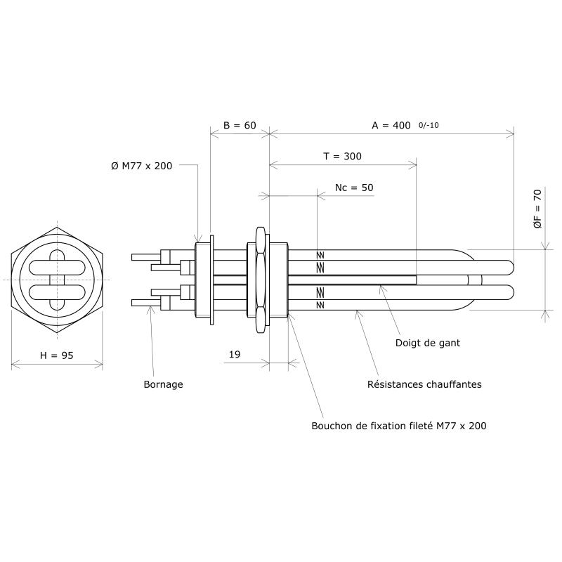 Thermoplongeur à visser M77 217802 Vulcanic Plan