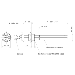 Thermoplongeur à visser M45 214602 Vulcanic Plan