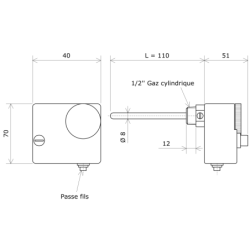 Thermostat à canne 10 à 90 °C et limiteur 100 °C IP40 903041 Vulcanic Plan