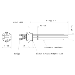 Thermoplongeur à visser M45 204502 Vulcanic Plan