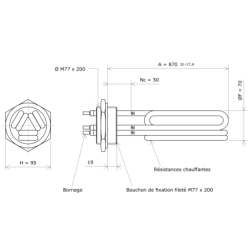 Thermoplongeur à visser M77 207704 Vulcanic Plan