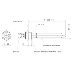 Thermoplongeur à visser M45 204521 Vulcanic Plan