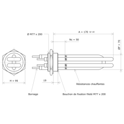 Thermoplongeur à visser M77 207777 Vulcanic Plan