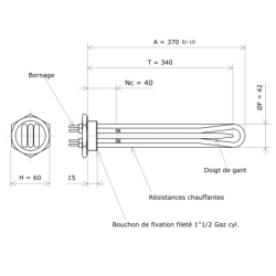 Thermoplongeur à visser 1''1/2 211401 Vulcanic Plan