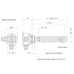 Thermoplongeur à visser 1''1/2 211502 Vulcanic Plan