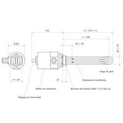 Thermoplongeur à visser 1''1/2 211601 Vulcanic Plan