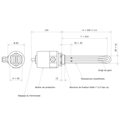 Thermoplongeur à visser 1''1/2 211602 Vulcanic Plan