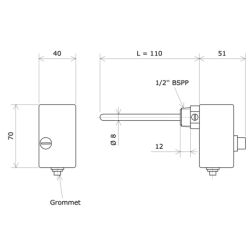 IP40 rod type temperature limiter fixed to 100 °C 903021 Vulcanic Draw