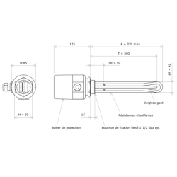 Thermoplongeur à visser 1''1/2 211701 Vulcanic Plan