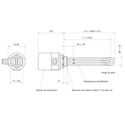 Thermoplongeur à visser 1''1/2 211704 Vulcanic Plan