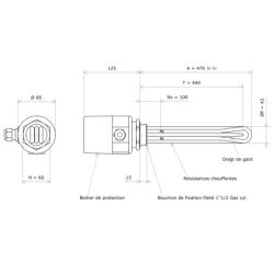 Thermoplongeur à visser 1''1/2 211716 Vulcanic Plan