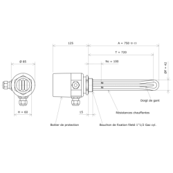 Thermoplongeur à visser 1''1/2 211740 Vulcanic Plan