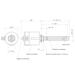 Thermoplongeur à visser 1''1/2 211801 Vulcanic Plan