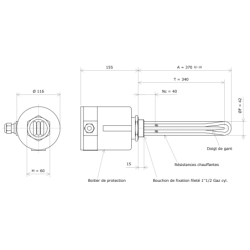 Thermoplongeur à visser 1''1/2 211901 Vulcanic Plan