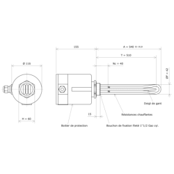 Thermoplongeur à visser 1''1/2 211902 Vulcanic Plan