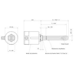 Thermoplongeur à visser 1''1/2 211903 Vulcanic Plan