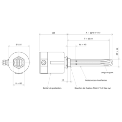 Thermoplongeur à visser 1''1/2 211904 Vulcanic Plan