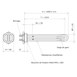 Thermoplongeur à visser M45 311404 Vulcanic Plan