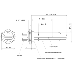 Thermoplongeur à visser 2''1/2 232335 Vulcanic Plan