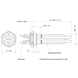 Screw plug immersion heater M77 207715 Vulcanic Draw