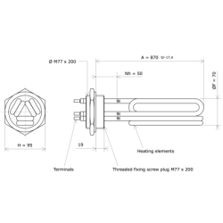 Screw plug immersion heater M77 207704 Vulcanic Draw