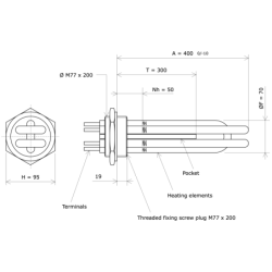 Screw plug immersion heater M77 227712 Vulcanic Draw