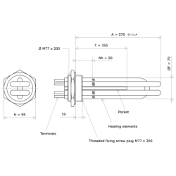 Screw plug immersion heater M77 227713 Vulcanic Draw