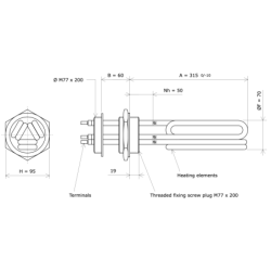 Screw plug immersion heater M77 207801 Vulcanic Draw