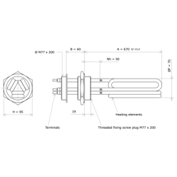 Screw plug immersion heater M77 207803 Vulcanic Draw