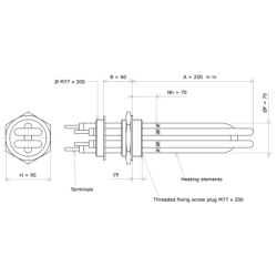 Screw plug immersion heater M77 207811 Vulcanic Draw